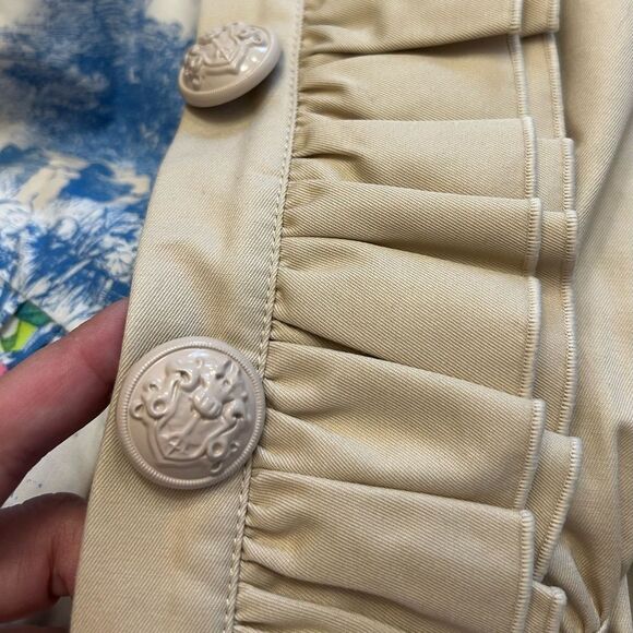 Anthropologie Manoush Women's Cream Light Tan Cropped Blazer Trench Size Small - Picture 2 of 10